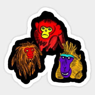 AMAZONIA  -  the three monkeys Sticker